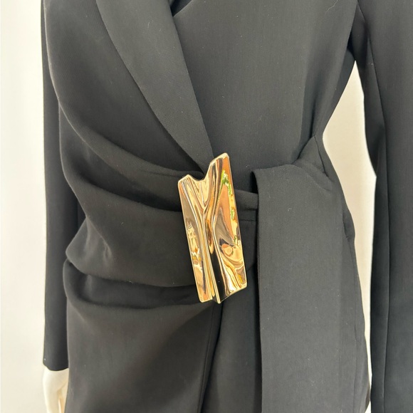 Zara Black Wrap Blazer with Gold Accent Buckle - Picture 2 of 6